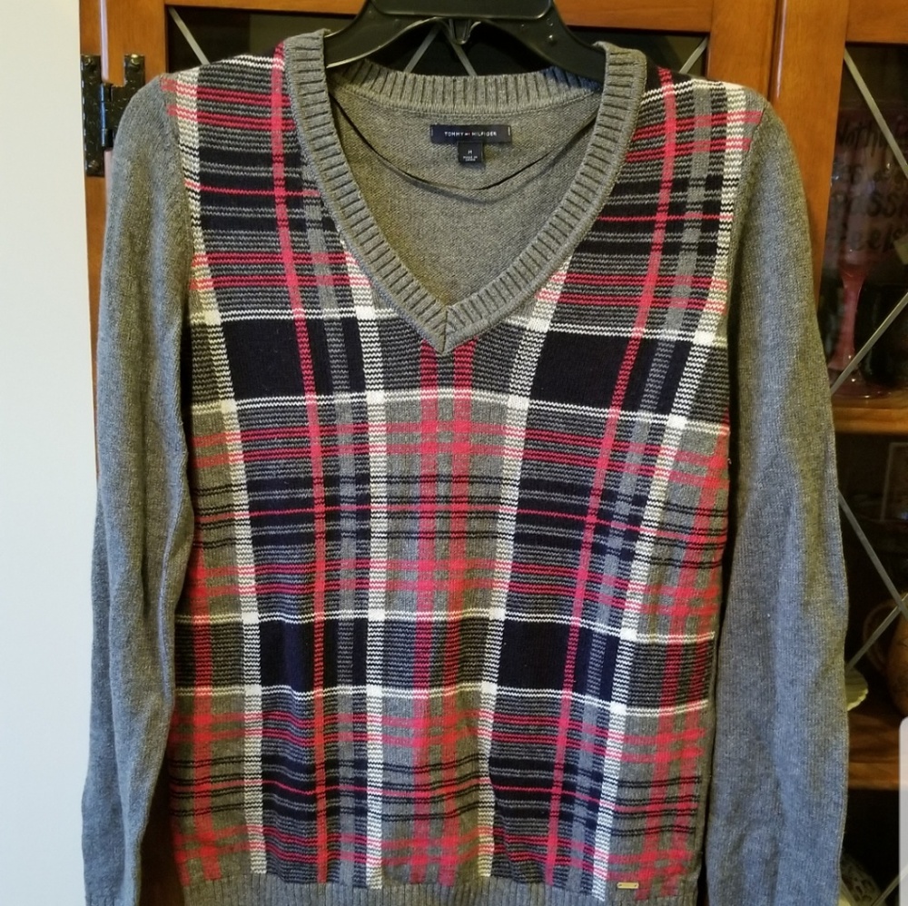 Plaid Tommy Hilfiger Ivy V-Neck Sweater
